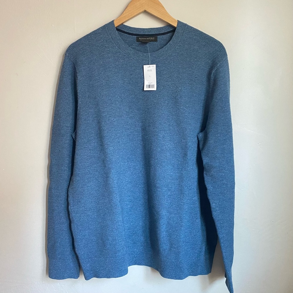 NWT Mens Banana Republic Organic Slub Cotton Sweater, Size L